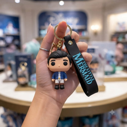 Mermaid Prince Inspired Silicone Character Keychain with Wrist Strap – Premium Cute Bag Charm | Sajawat Bazar