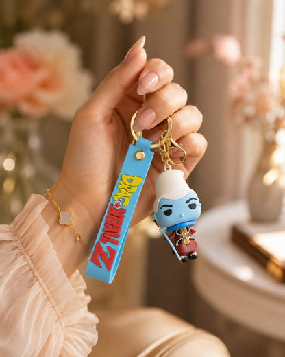 Blue Wizard Inspired Silicone Character Keychain with Wrist Strap – Premium Anime Bag Charm | Sajawat Bazar