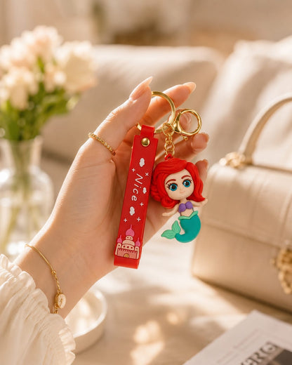 Cute Mermaid Princess Silicone Keychain with Wrist Strap – Premium Ocean Bag Charm | Sajawat Bazar