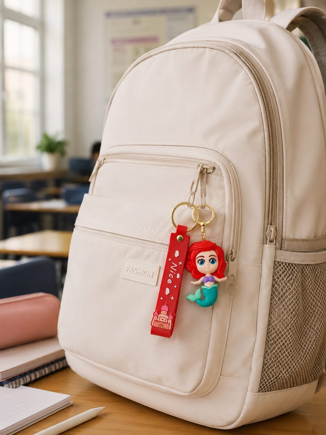 Cute Mermaid Princess Silicone Keychain with Wrist Strap – Premium Ocean Bag Charm | Sajawat Bazar