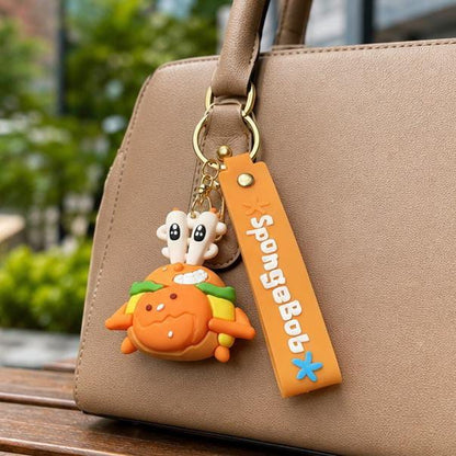 Cute Crab Burger Silicone Keychain with Wrist Strap – Premium Cartoon Bag Charm | Sajawat Bazar