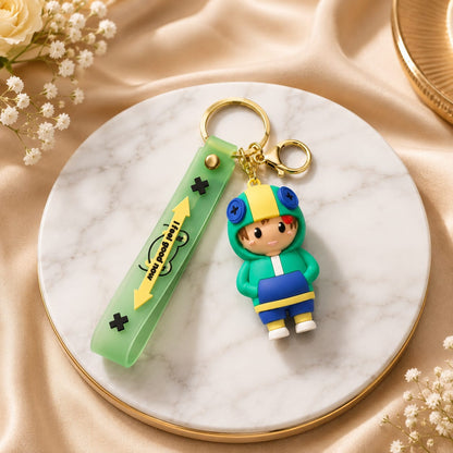 Cute Cartoon Boy Silicone Keychain with Wrist Strap – Premium Kawaii Keyring | Sajawat Bazar