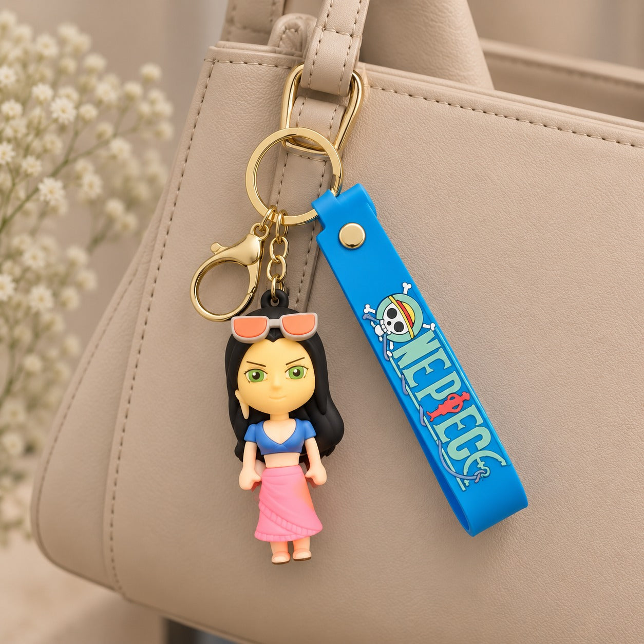 One Piece Anime Girl Silicone Keychain with Wrist Strap – Premium Bag Charm | Sajawat Bazar