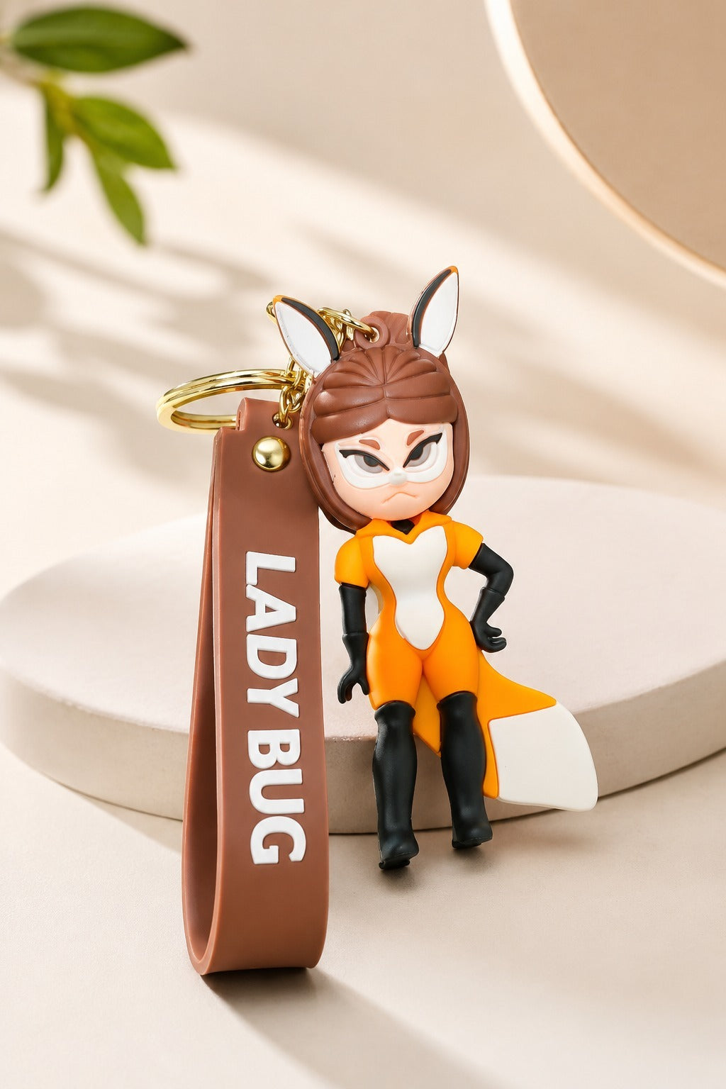 Lady Bug Silicone Character Keychain with Wrist Strap – Premium Cute Bag Charm | Sajawat Bazar