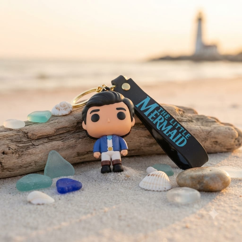 Mermaid Prince Inspired Silicone Character Keychain with Wrist Strap – Premium Cute Bag Charm | Sajawat Bazar