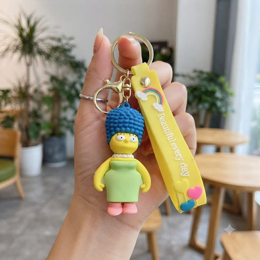 Classic Cartoon Mom Inspired Silicone Character Keychain with Wrist Strap – Premium Cute Bag Charm | Sajawat Bazar