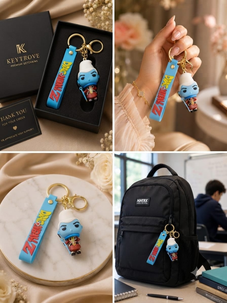 Blue Wizard Inspired Silicone Character Keychain with Wrist Strap – Premium Anime Bag Charm | Sajawat Bazar