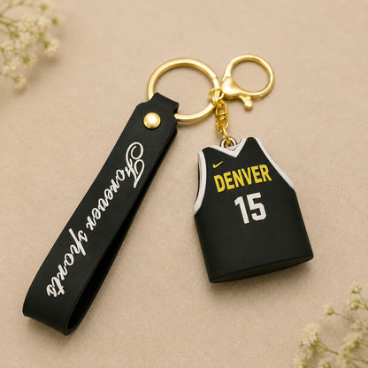 Basketball Jersey Silicone Keychain with Wrist Strap – Premium Sports Bag Charm | Sajawat Bazar