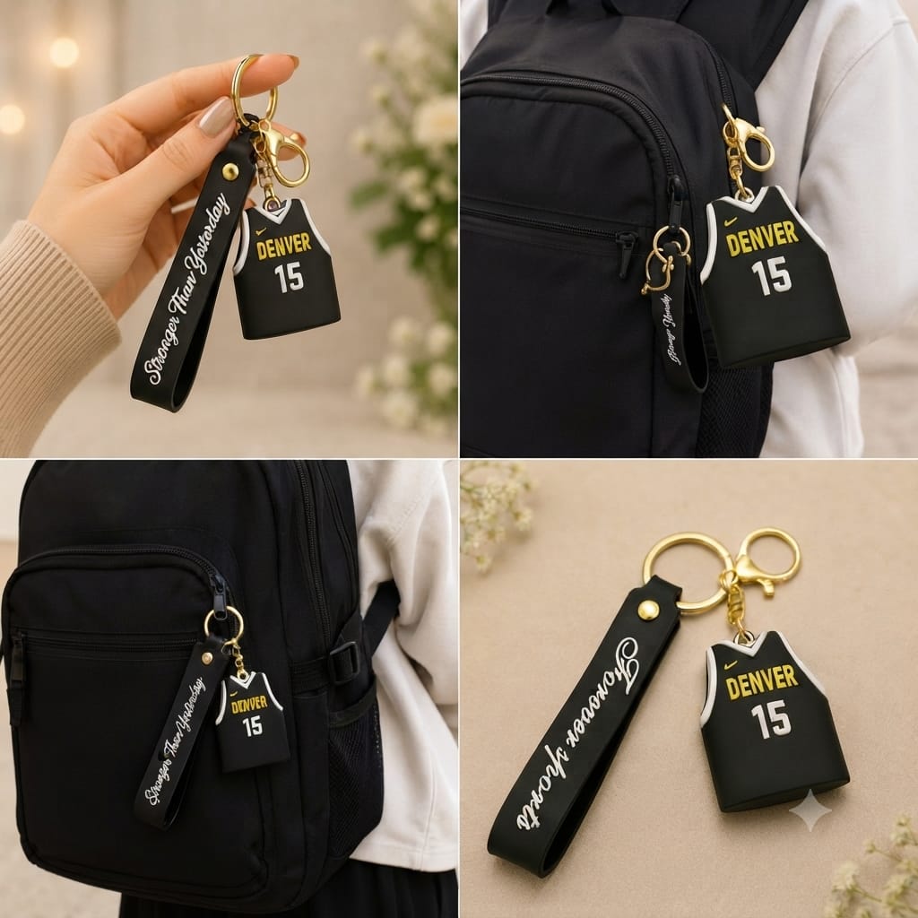 Basketball Jersey Silicone Keychain with Wrist Strap – Premium Sports Bag Charm | Sajawat Bazar