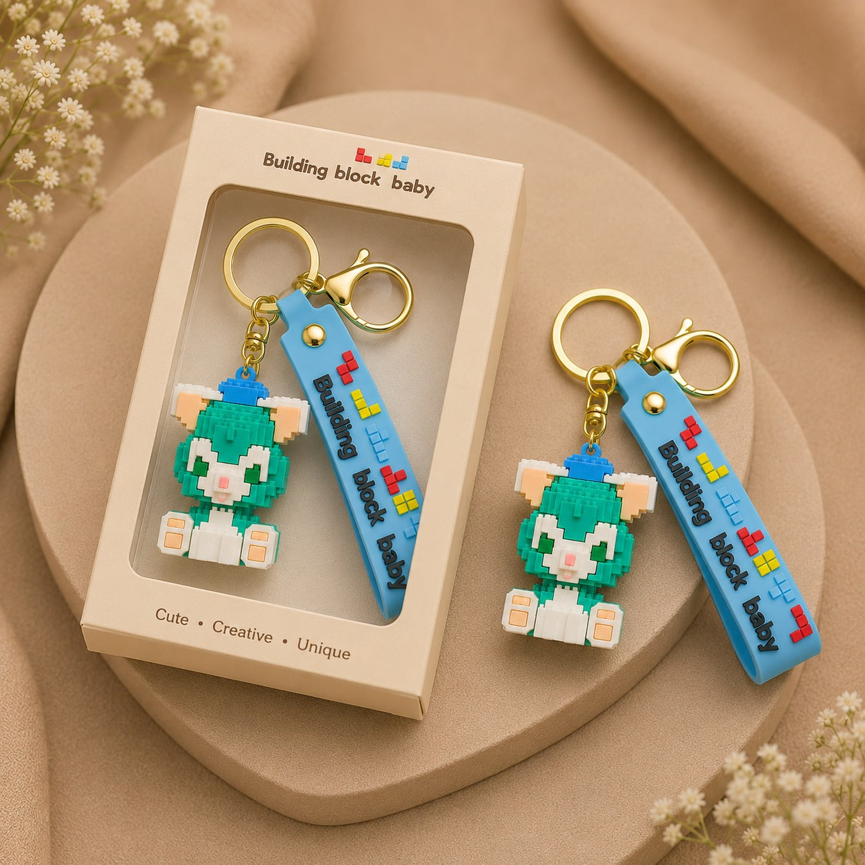 Pixel Bunny Silicone Keychain with Wrist Strap – Premium Cute Bag Charm | Sajawat Bazar