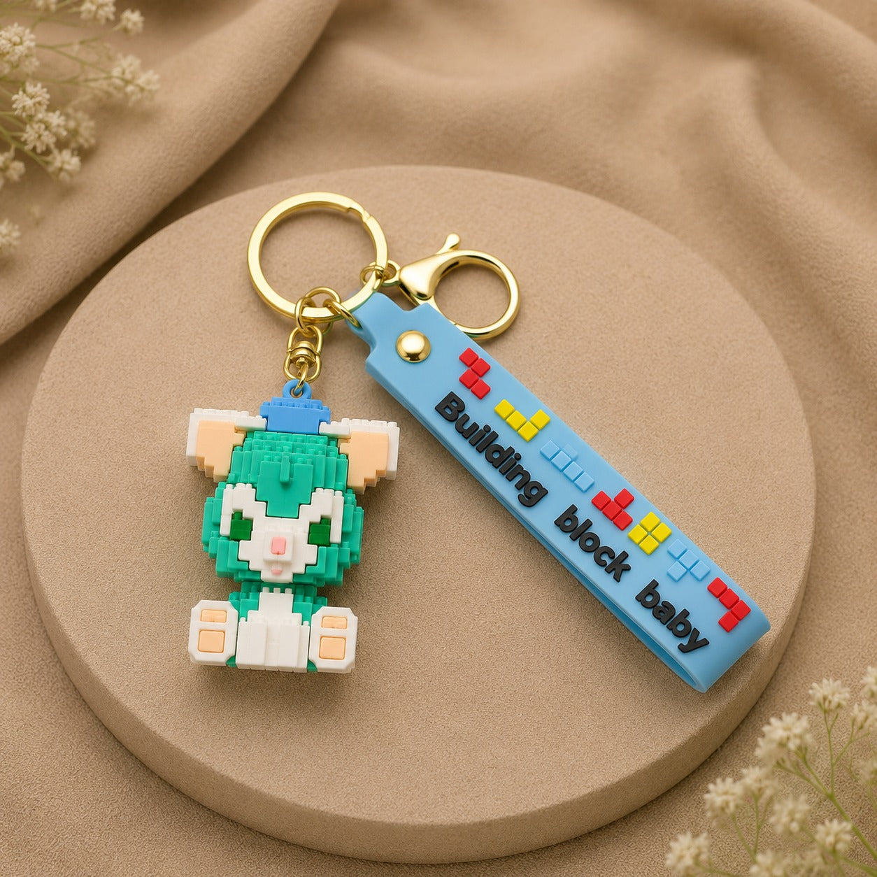 Pixel Bunny Silicone Keychain with Wrist Strap – Premium Cute Bag Charm | Sajawat Bazar