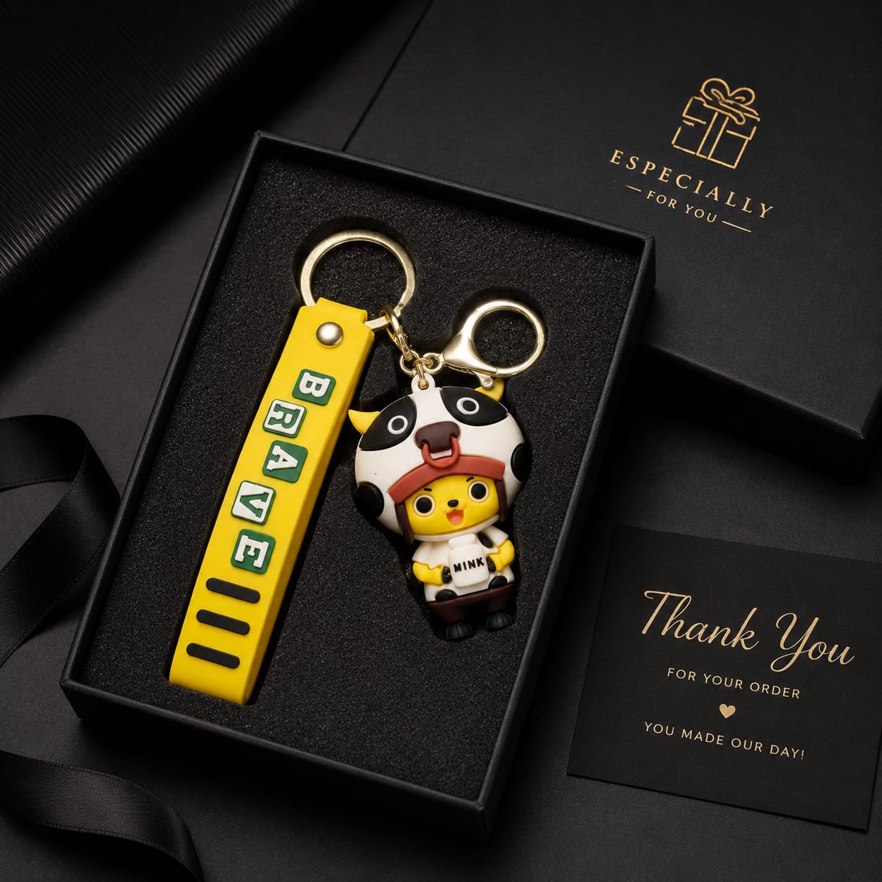 Cute Cow Costume Silicone Keychain with Wrist Strap – Premium Kawaii Bag Charm | Sajawat Bazar