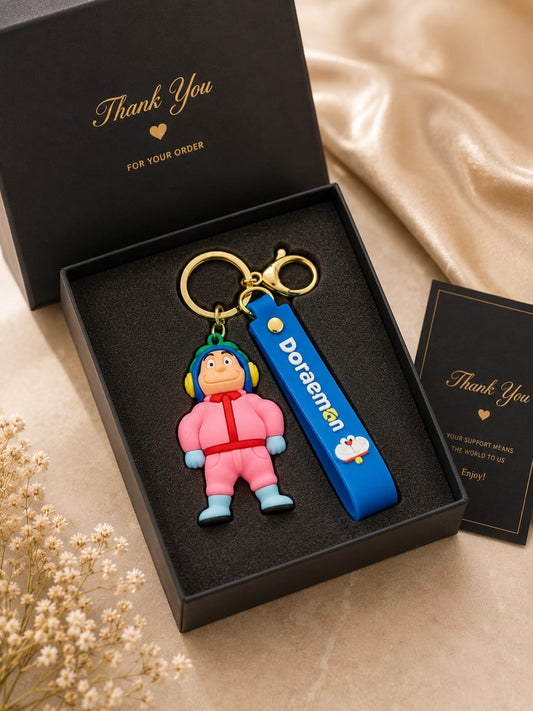 Cute Winter Boy Silicone Keychain with Wrist Strap – Premium Cartoon Bag Charm | Sajawat Bazar