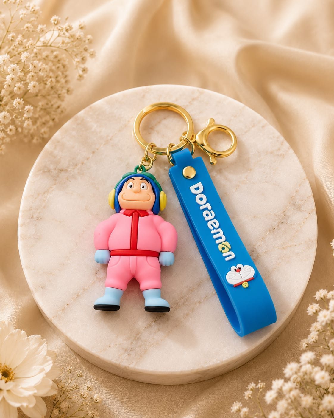 Cute Winter Boy Silicone Keychain with Wrist Strap – Premium Cartoon Bag Charm | Sajawat Bazar