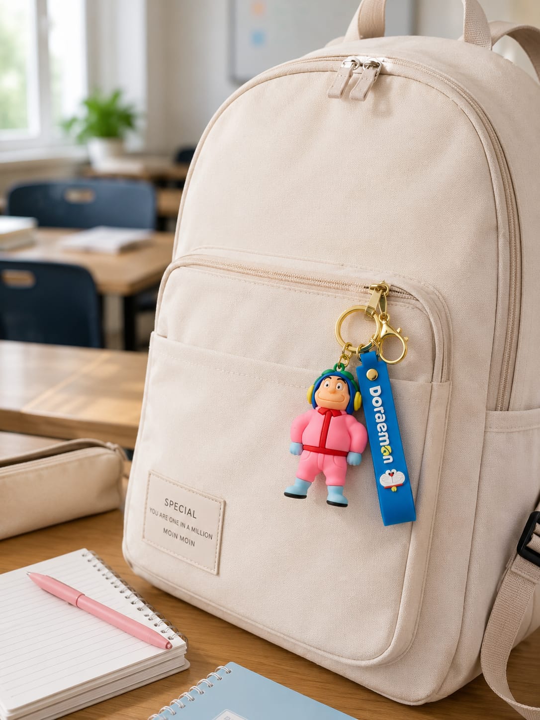 Cute Winter Boy Silicone Keychain with Wrist Strap – Premium Cartoon Bag Charm | Sajawat Bazar