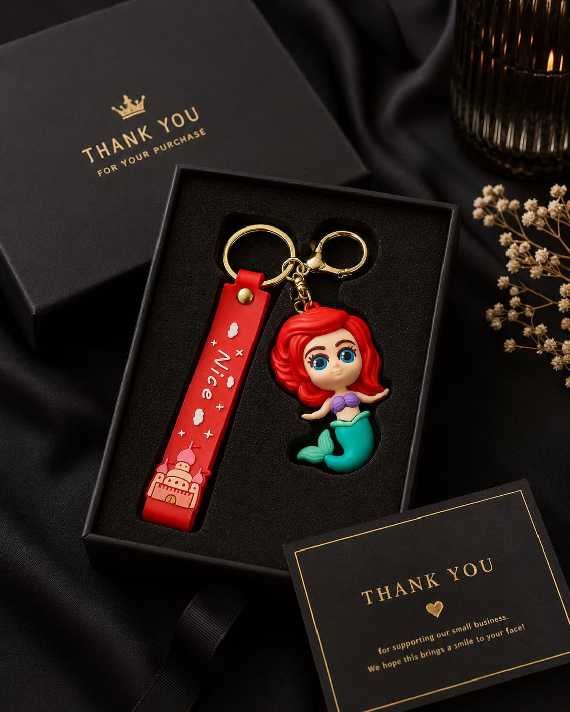 Cute Mermaid Princess Silicone Keychain with Wrist Strap – Premium Ocean Bag Charm | Sajawat Bazar