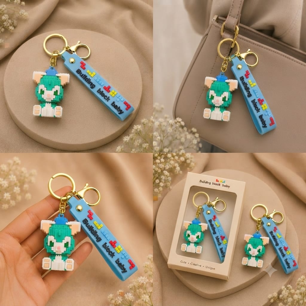 Pixel Bunny Silicone Keychain with Wrist Strap – Premium Cute Bag Charm | Sajawat Bazar