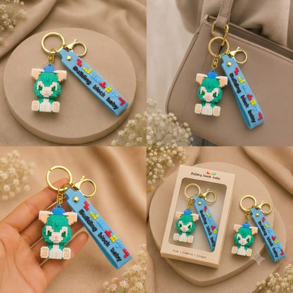 Pixel Bunny Silicone Keychain with Wrist Strap – Premium Cute Bag Charm | Sajawat Bazar