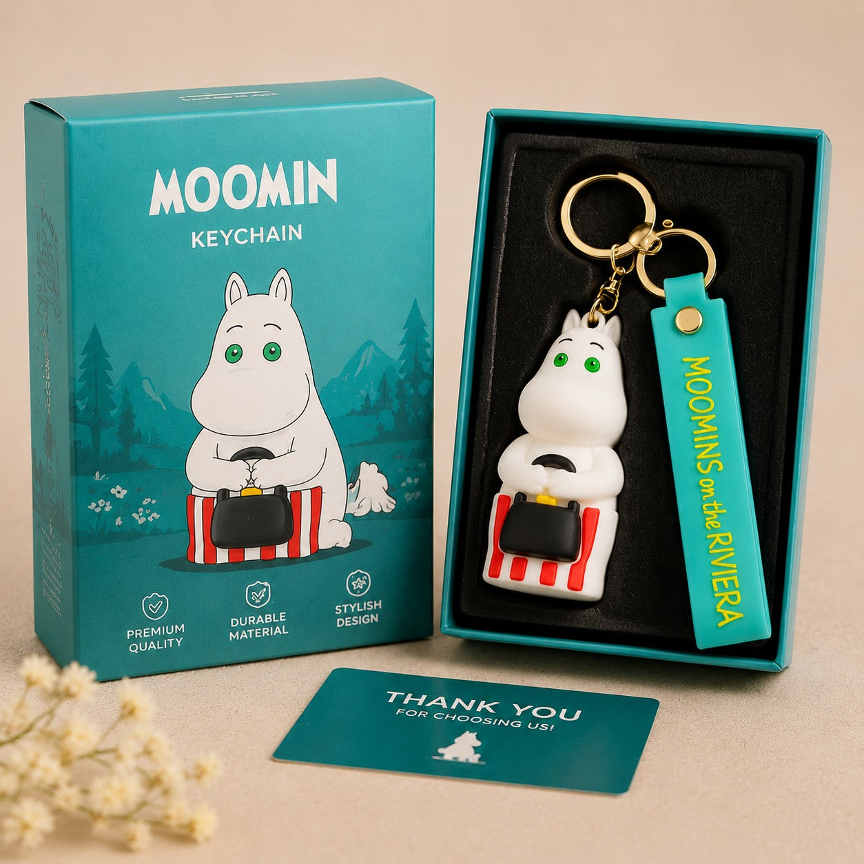 Cute White Forest Character Silicone Keychain with Wrist Strap – Premium Kawaii Bag Charm | Sajawat Bazar