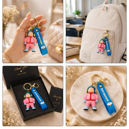 Cute Winter Boy Silicone Keychain with Wrist Strap – Premium Cartoon Bag Charm | Sajawat Bazar
