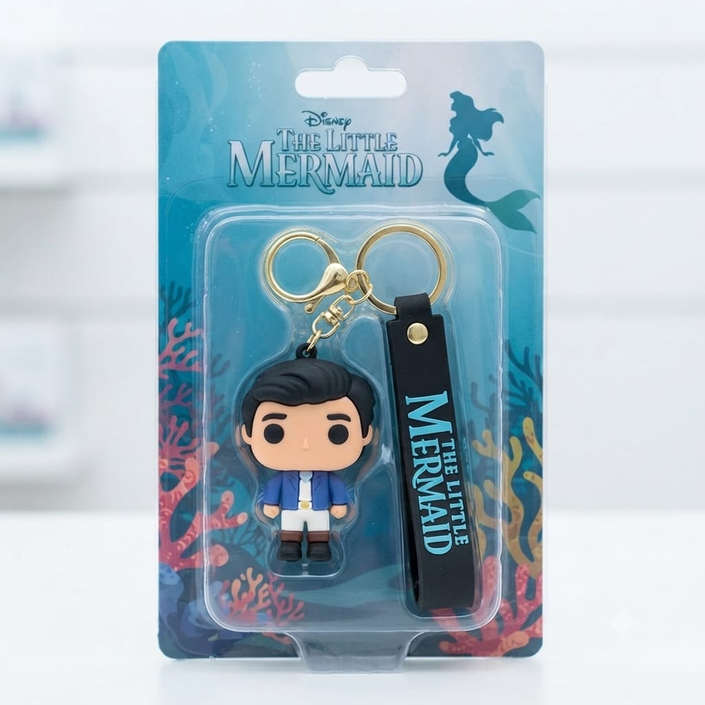 Mermaid Prince Inspired Silicone Character Keychain with Wrist Strap – Premium Cute Bag Charm | Sajawat Bazar