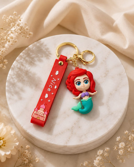 Cute Mermaid Princess Silicone Keychain with Wrist Strap – Premium Ocean Bag Charm | Sajawat Bazar