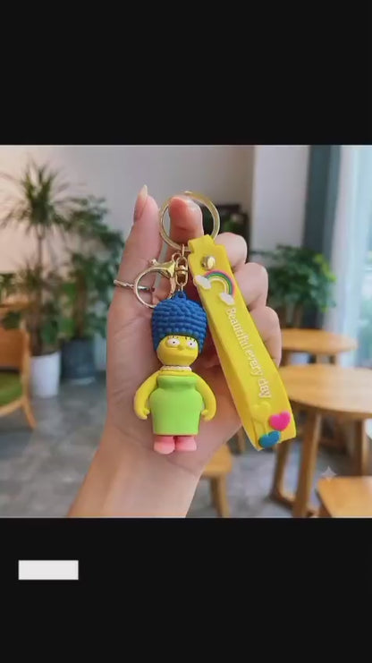 Classic Cartoon Mom Inspired Silicone Character Keychain with Wrist Strap – Premium Cute Bag Charm | Sajawat Bazar