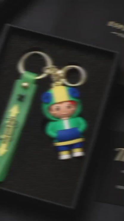 Cute Cartoon Boy Silicone Keychain with Wrist Strap – Premium Kawaii Keyring | Sajawat Bazar